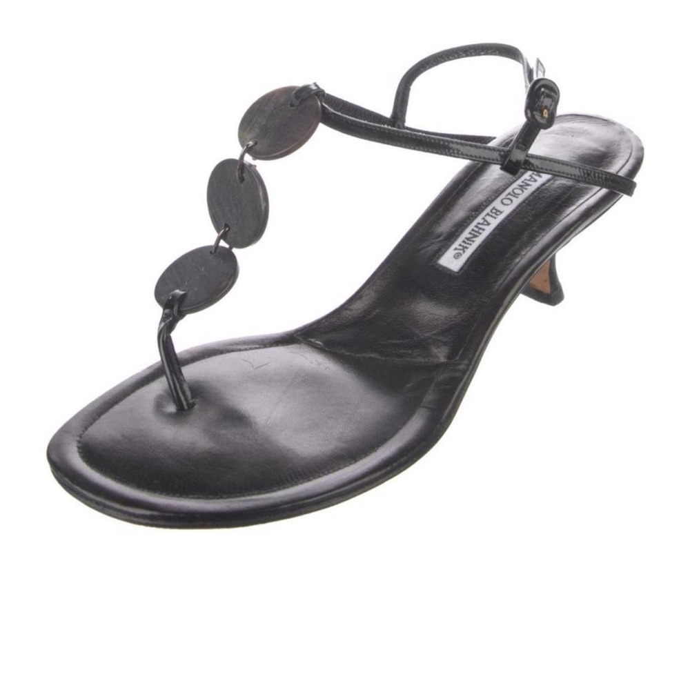 Manolo Blahnik Black Disc Sandals